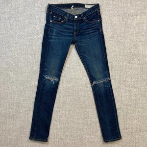 rag & bone Womens Distressed Whiskered Skinny Jeans in Ayoyama Blue Size 26